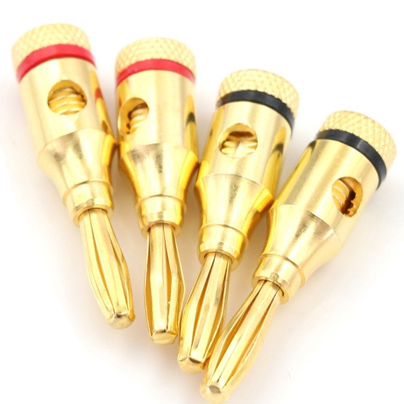 Bộ 4 cái Jack loa bắp chuối Bằng Đồng - Jack bắp chuối Vàng, Bảo Hành 3Tháng