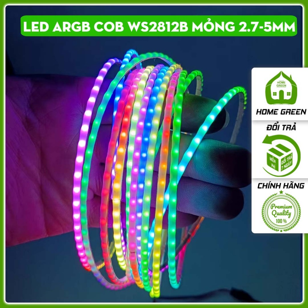 Đèn Led Dây Cob WS2812B ARGB Mỏng 2.7-5.0mm 5V 160 Led/m