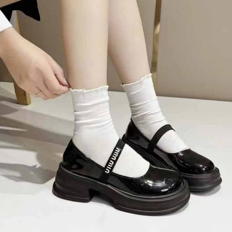 Giày búp bê nữ đế cao 5cm cao cấp M377 bản hộp phom xinh cao cấp - Giày lolita nữ xinh xắn