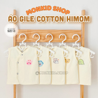 Áo Gile Chất Cotton Nỉ Cho Bé Sơ Sinh 0-9 Tháng, Bảng Màu Kem In Hình Ngộ Nghĩnh Vải Cotton