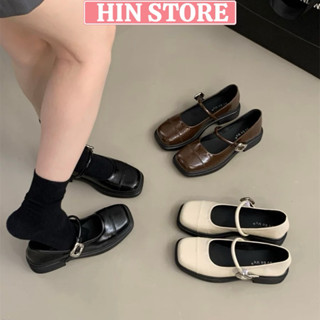 Giày búp bê nữ Mary Jane đế bệt da mềm mũi vuông cao cấp quai dán, giày Lolita mẫu mới hottrend phong cách Hàn Quốc MS21