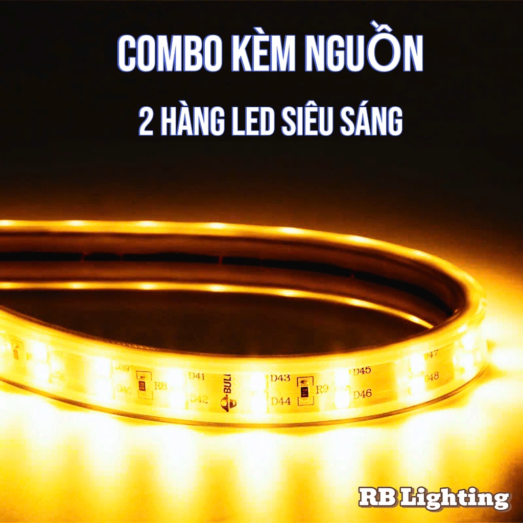 Combo kèm nguồn 3m, 5m, 10m led 2 hàng led, hắc trần, quần cây siêu sáng