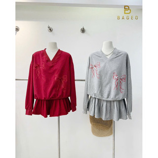 Set nỉ kèm hình in dễ thương trễ vai tag 𝐁𝐀𝐆𝐄𝐎