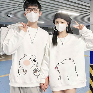 Áo Sweater Couple Gấu Nam Nữ Unisex Form Rộng, Áo Đôi Ni Chất Liệu Nỉ Bông Phong Cách Basic Model Sweater