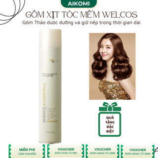 Gôm Xịt Tóc Mềm Giữ Nếp Tóc Welcos Mugens, Keo xịt giữ nếp tóc mềm dưỡng tóc tự nhiên Aikomi 300ml