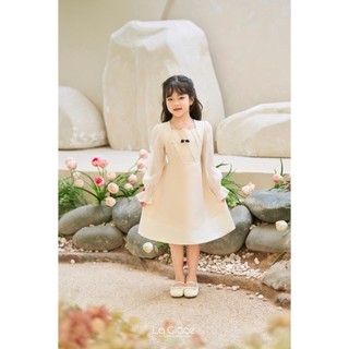 Váy công chúa Jasmine - La Glace màu kem đính nơ đen dễ thương, xinh xắn