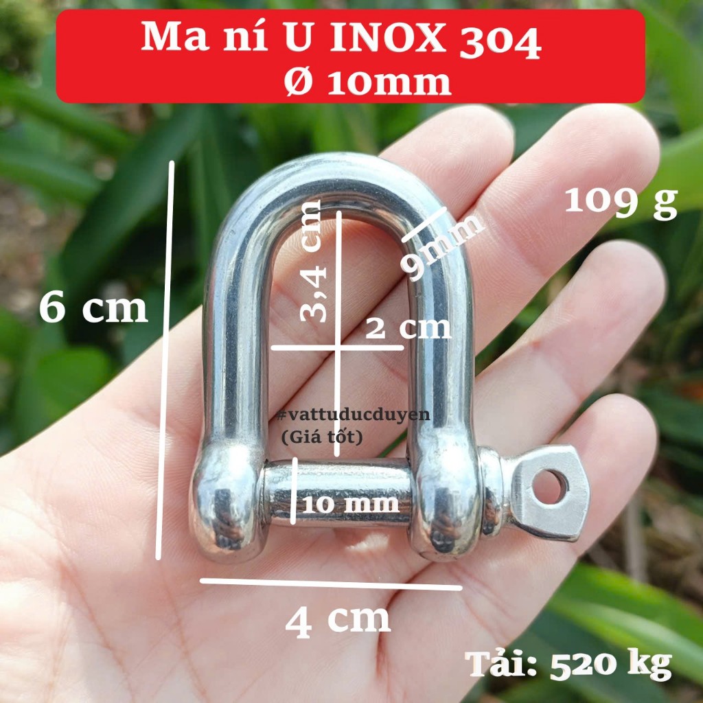 Ma ní U INOX 304 [ Ø 10mm ]