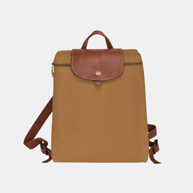 CHÍNH HÃNG - LONGCHAMP LE PLIAGE ORIGINAL M BACKPACK Fawn - Recycled Canvas - Balo, cặp xách màu nâu