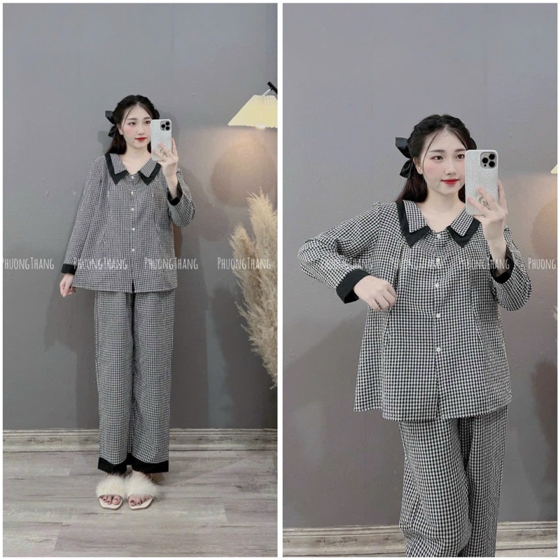 Bộ bầu - bộ sau sinh - BỘ ĐŨI THÁI KẺ  DÀI CỔ NHỌN - 4 MÀU Áo Có Khóa Kéo Hai Bên & Quần Có Chun Chỉnh