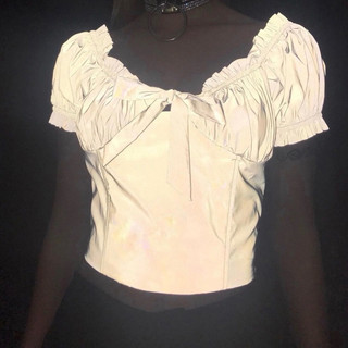 𝐒𝐀𝐋𝐄 Áo croptop tay phồng nơ phản quang