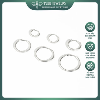 Khuyên tai bạc tai tròn trơn TLEE bản dày chốt bấm chắc chắn nhiều size TLEE JEWELRY B0121