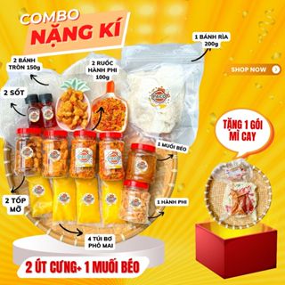 [NẶNG KÍ] SET COMBO BÁNH TRÁNG PHƠI SƯƠNG GỒM COMBO 2 ÚT CƯNG +COMBO MUỐI BÉO HOT TREND NHÀ PACO FOOD-đồ ăn vặt snacks