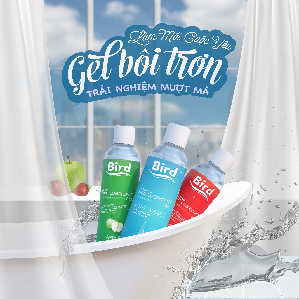 Gel bôi trơn không mùi hoặc nhiều mùi hương Bird hỗ trợ giảm khô rát, an toàn, quan hệ cửa trước, cửa sau 250ml