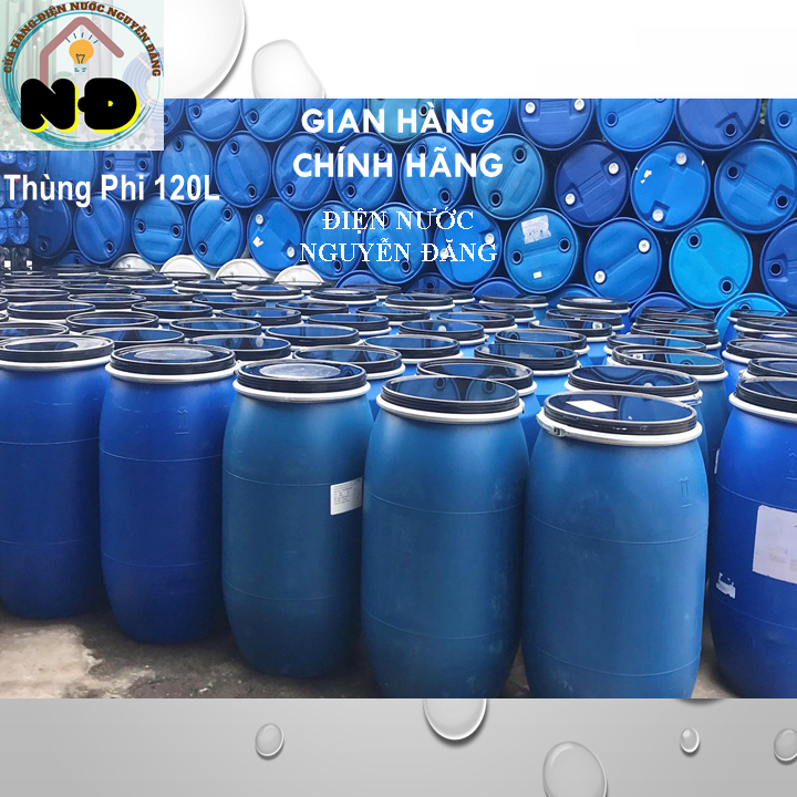 (Hoả Tốc) Thùng phuy nhựa xanh 120l , thùng phi nhựa đựng nước 120l, đựng hoá chất 120l,.. (mới 90%)