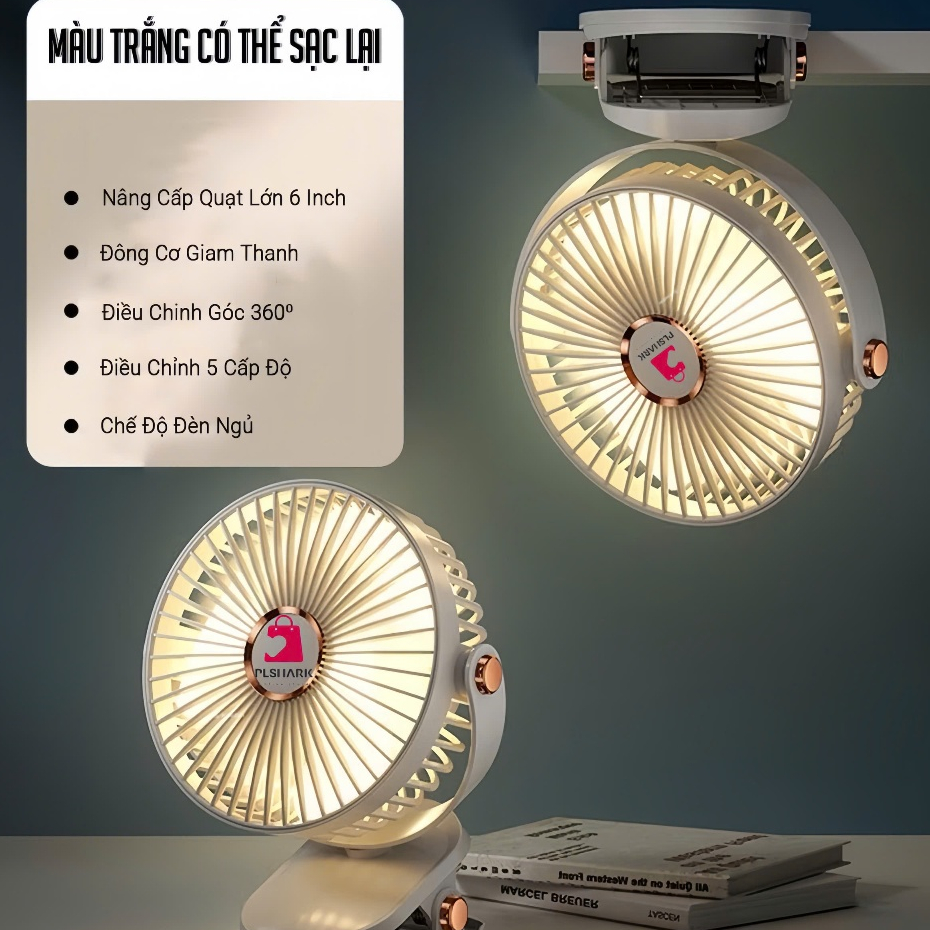 Quạt kẹp bàn tích điện 5 mức độ có đèn led pin 5000 MHA Và 10000 MHA [ HÀNG CHÍNH HÃNG ] | BigBuy360 - bigbuy360.vn