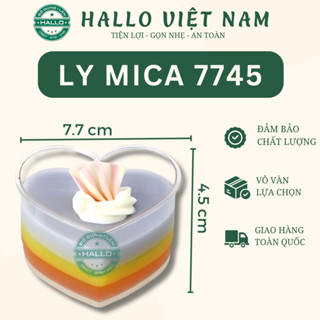 50 Ly mica 7745 hình trái tim có nắp đựng bánh mousse, tiramisu, Ly 7745 có nắp đựng panna cotta