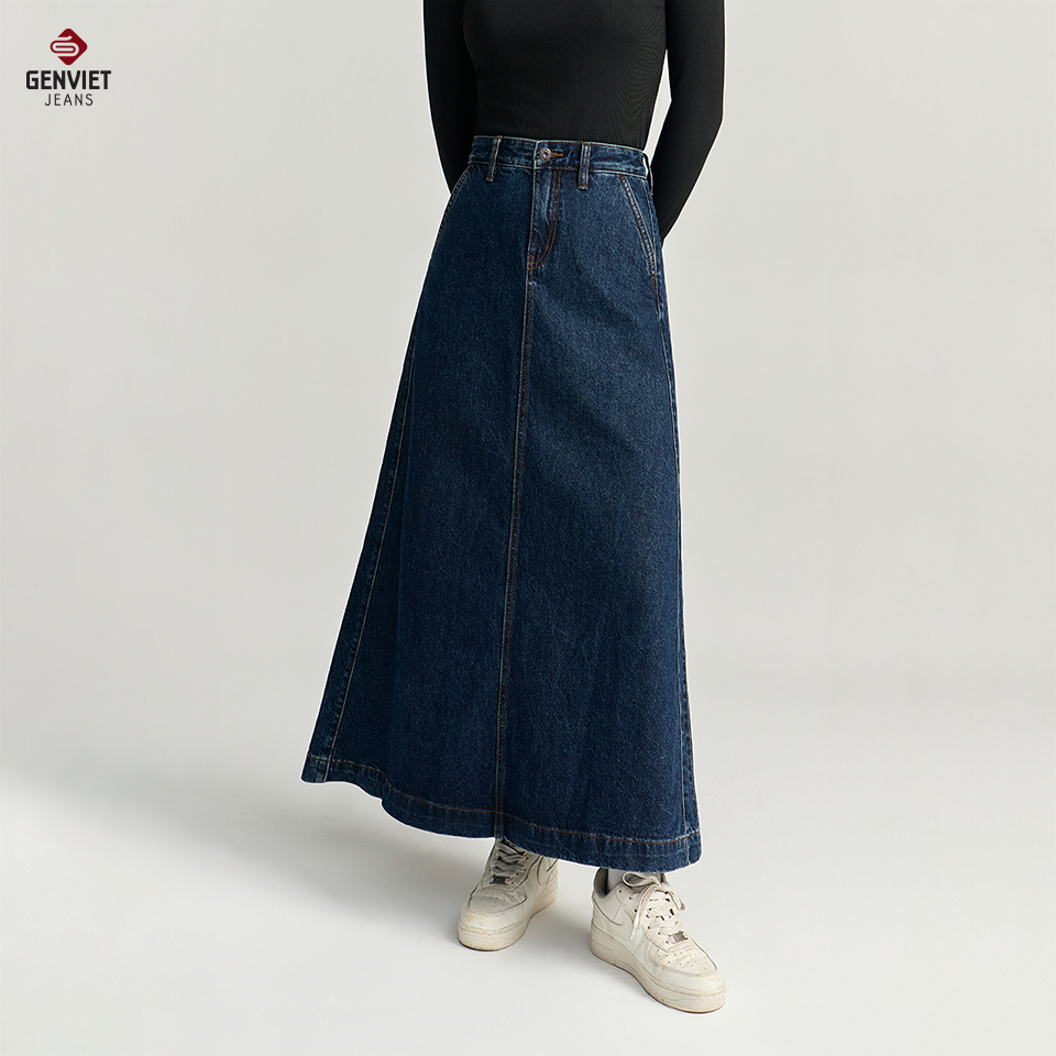 Juyp Jeans Nữ GENVIET Suông Dáng Đẹp, Chân Váy Denim Thanh Lịch Thời Trang Trẻ Trung Dễ Phối Đồ TJ12