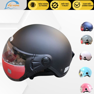 TRỢ GIÁ - Mũ bảo hiểm nửa đầu kính trà chống lóa cao cấp -  GRS A33K  - Vòng đầu 56-58cm - Bảo hành 12 tháng