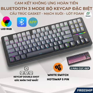 Bàn Phím Cơ Gaming Không Dây Bluetooth XM87 V2 PRO NEW 2025 LED RGB Pro Keycap Xịn, White Switch, Hotswap, 3 Mode