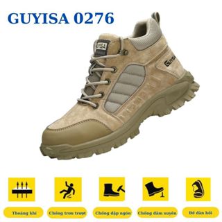 Giày bảo hộ lao động nam nữ GUYISA 0276 cao cổ da chịu nhiệt chống đinh mũi thép chống trơn trượt
