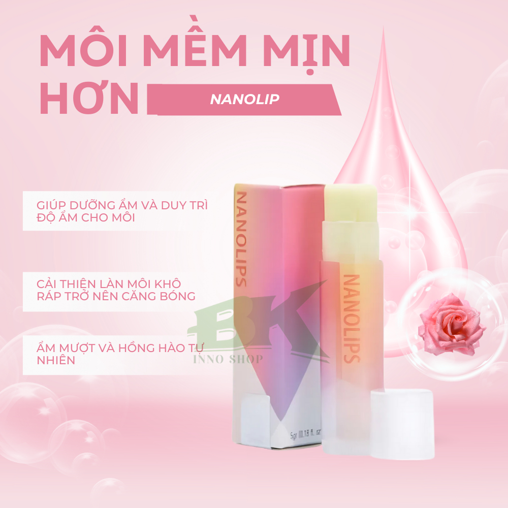 Son Dưỡng Môi Hồng Chiết Xuất Thiên Nhiên NANOLIPS 5gr Môi Không Còn Khô Ráp, Môi Hồng Hào, Giúp Dưỡng Ẩm Cho Môi | INNO