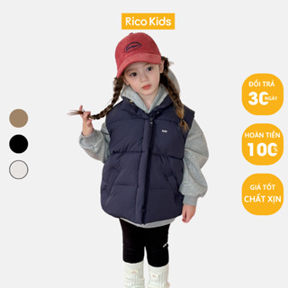 Áo khoác phao gile cho bé gái, bé trai từ 17-50kg trần bông dày ấm chắn gió chính hãng Ambb Kids_Rico Kids mã 24Z005