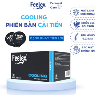 Bao cao su Feelex Cool siêu mỏng, mát lạnh, cảm giác chân thật, hộp 10 bao