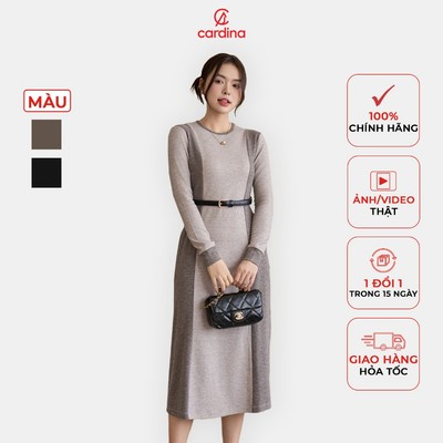 Đầm nữ CARDINA chất liệu nỉ lông cừu kiểu dáng suông có phối màu giúp hack dáng phong cách trẻ trung 4VSL18
