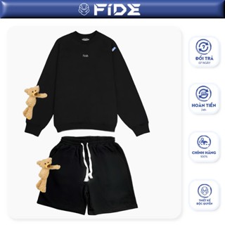 Set bộ quần áo FIDE TEDDY cotton unisex local brand nam nữ oversize Đính gấu CBG02(TẶNG GẤU)