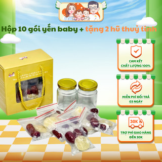  hộp 10 gói yến baby + tặng 2 hũ thuỷ tinh    có tặng kèm táo đỏ +đường phèn  - góc nhà kem 