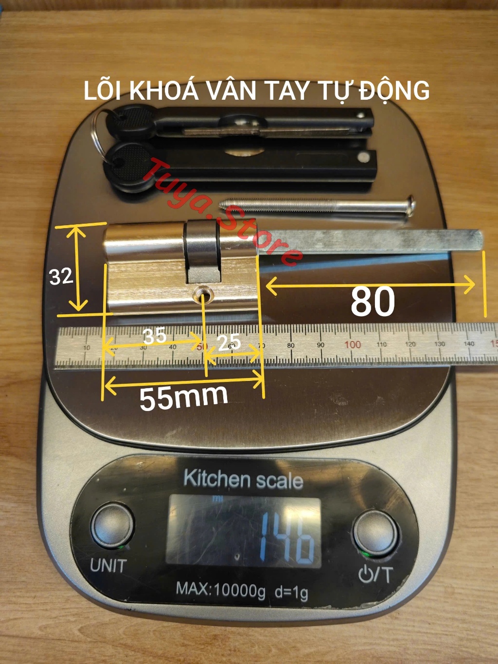 Lõi Khoá Cửa Tay Gạt Điện Tử , Khoá Vân Tay Chất Liệu Đồng Cao Cấp ( Loại Chìa Phay ) Bảo Hành 1 Năm