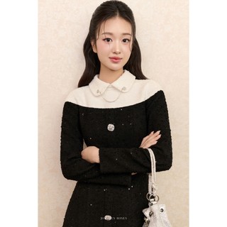  Váy dạ tweed dệt kim sa ANA DRESS ROSE STOREE 