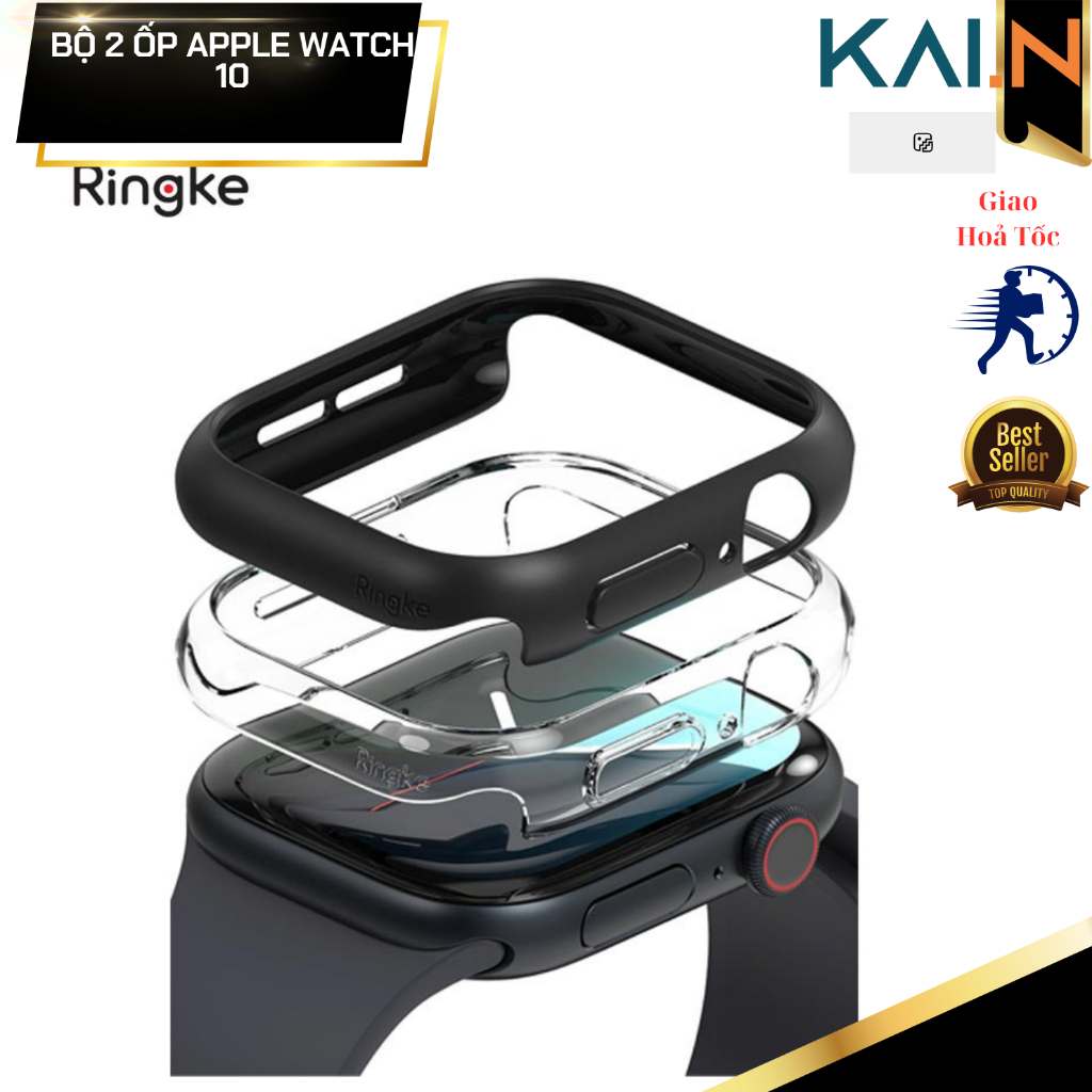 Case ốp siêu mỏng dành cho Apple Watch Series 10 (bộ 2 ốp), RINGKE Slim