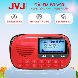  Loa Đài JVJ V90 Đài FM Hỗ Trợ Thẻ Nhớ Bluetooth USB Học Tiếng Anh Nghe Pháp - Bảo Hành 12 Tháng 