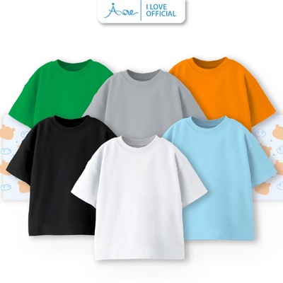 [MỚI] Áo thun cộc tay trẻ em MẪU TRƠN AORE, Áo phông tay ngắn chất COTTON thoáng mát dành cho bé trai, bé gái 9-36kg