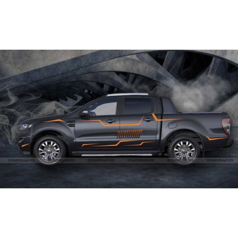 Tem dán 2 bên sườn xe ford ranger ,team Decal oto, tặng kèm tem chữ kí