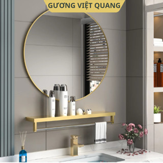 Gương Tròn Treo Tường Nhà Vệ Sinh, Treo Phòng Ngủ, Bàn Trang Điểm, Gương Viền Thép 4 Màu Sang Trọng.
