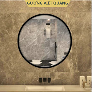 Gương Tròn Viền Thép Sơn Tĩnh Điện 3 Màu Viền Sang Trọng Treo Nhà Tắm, Phòng Ngủ