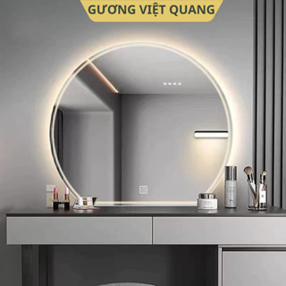 Gương Led Treo Bàn Trang Điểm, Treo Phòng Ngủ, Phòng Tắm Hình Bán Nguyệt Sang Trọng, Có Nút Cảm Ứng.
