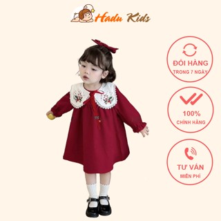 Váy nhung babydoll cho bé gái Noel 10-30kg Đầm váy xinh cho bé, váy bé gái thu đông mặc Giáng sinh, Tết Hadukid