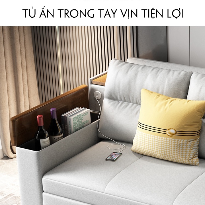 Giường sofa thông minh gấp gọn kèm loa bluetooth , ghế sofa giường đa năng có hộc để đồ cổng usb thế hệ mới | BigBuy360 - bigbuy360.vn