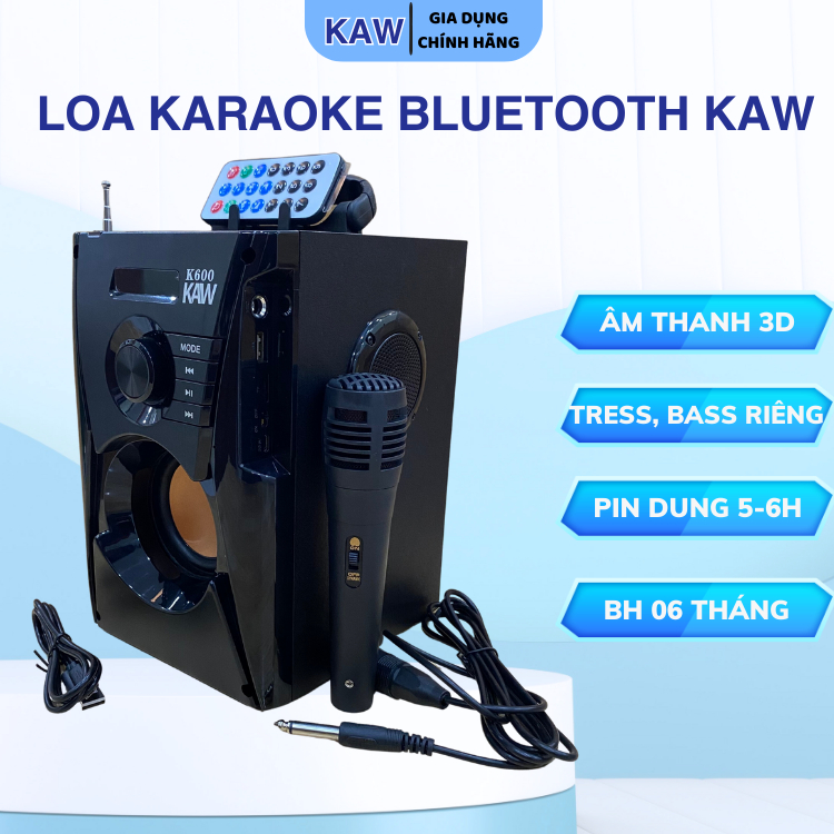 Loa Bluetooth KAW K600 Kèm Mic Hát Karaoke