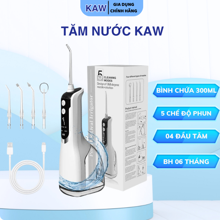Máy Tăm Nước KAW Có Màn Hình LED Hiển Thị, 5 Chế Độ Làm Sạch, Bảo Hành 06 Tháng