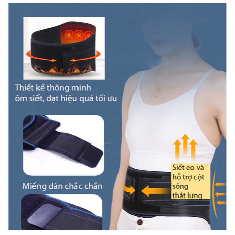 Đai tự làm nóng hỗ trợ cột sống giảm đau lưng thoái hóa thoát vị đĩa đệm, giảm mỡ bụng