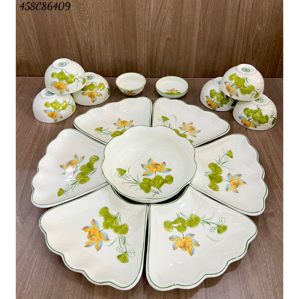 [NHIỂU MẪU] Bộ bát đĩa hoa mặt trời, bộ bát đĩa thắp hương hàng CHUẨN sứ Bát Tràng cao cấp