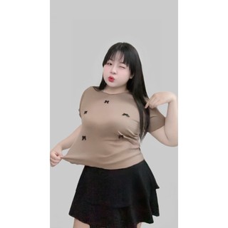 Áo Thun Nữ Basic Đính Nơ Bigsize (60-90kg) - A29