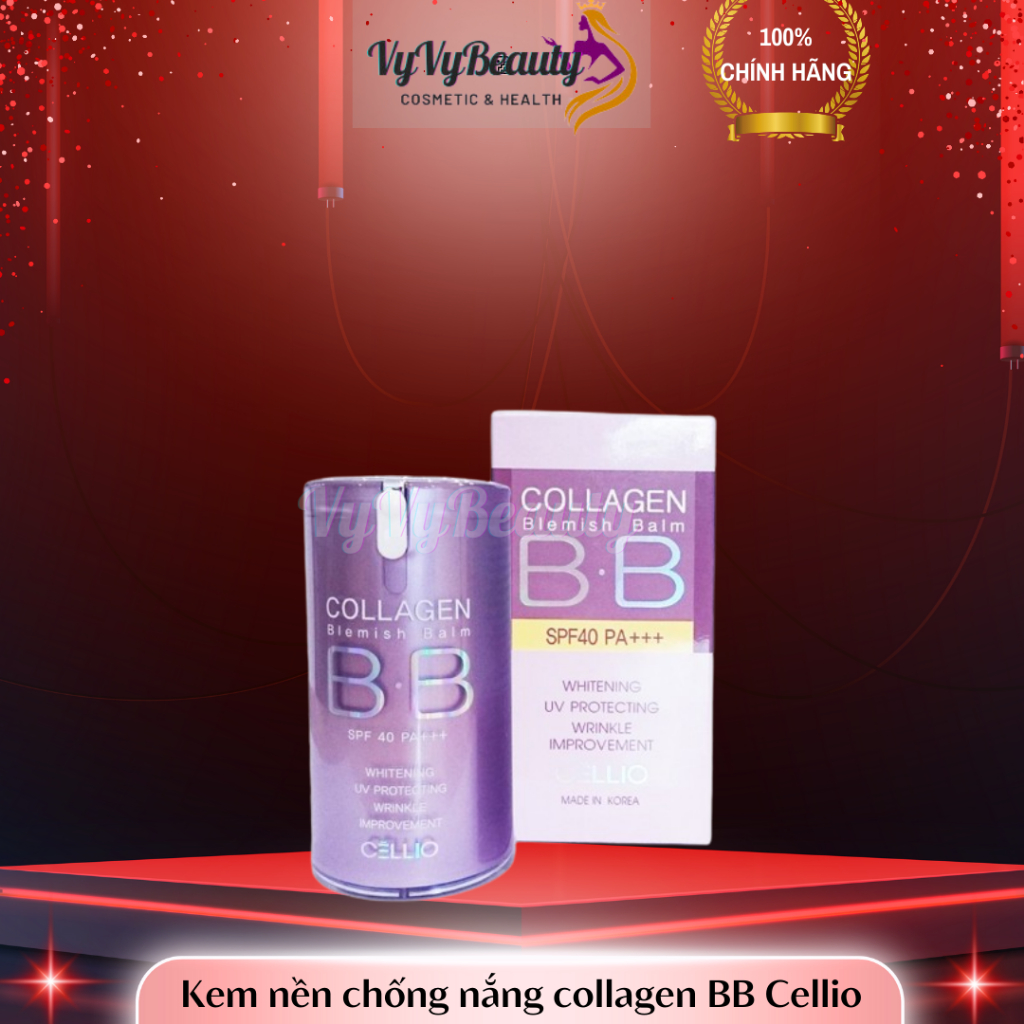 CELLIO Kem nền Collagen Blemish Balm BB 40ml / Kem chống nắng Collagen