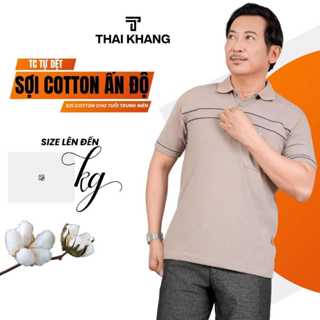 Áo thun nam tay ngắn trung niên THÁI KHANG vải cotton dày mềm mát có cổ có túi Vitin ATK8