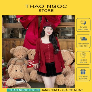 Set bộ 2 món áo khoác len tay dài phối áo 2 dây nút hàng nhập! (có sẵn, hình thật) THẢO NGỌC STORE