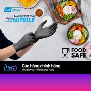 Găng tay thực phẩm nitrile Hygi Kitchen and Food, không bột, màu Đen, 100 chiếc/hộp